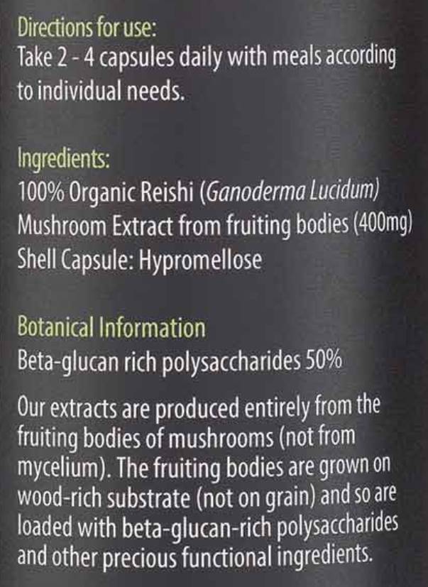 Organic Reishi Extract 400 mg - 60 капсули - Feel You