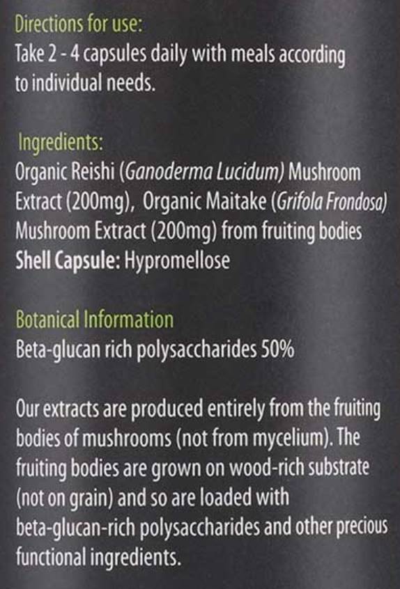 Organic Reishi & Maitake Mushroom Extract - 60 капсули - Feel You