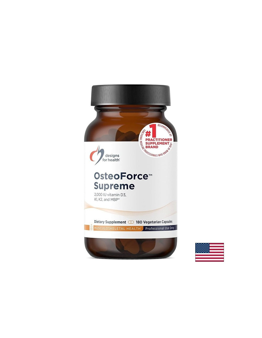 OsteoForce Supreme (Формула с калций, магнезий, витамин D3 и K2) – Костна плътност и минерализация, 180 капсули