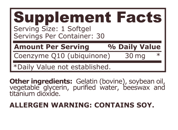 CoQ10 30 mg - 30 softgels