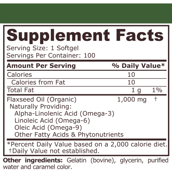 FLAX OIL 1000 mg - 100 softgels