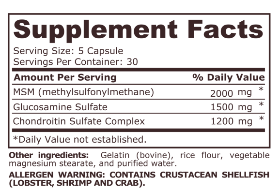 GLUCOSAMINE CHONDROITIN MSM - 150 capsules