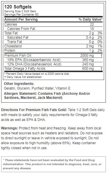 PREMIUM FISH FATS GOLD 120 SOFTGELS - Feel You