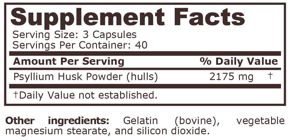 PSYLLIUM HUSK 725 mg - 120 Capsules - Feel You