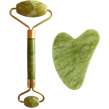 Palsar 7 - Light Green Xiuyan Jade Roller & Gua Sha Set (green xiuyan jadeite) - Feel You