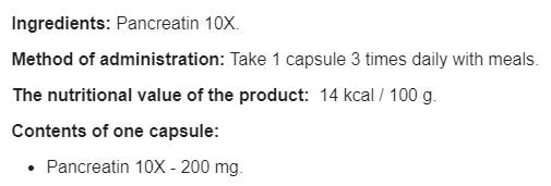 Pancreatin 10x 200 mg - 100 капсули - Feel You