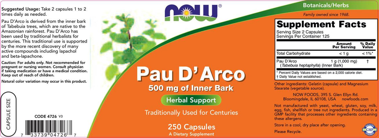 Pau D' Arco 500 mg - 100 капсули - Feel You