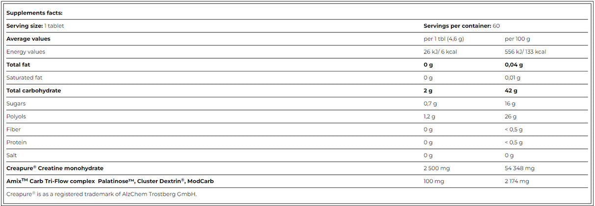 Performance Creatine Creapure 2500 mg / 60 Chews - 0.000 - Feel You