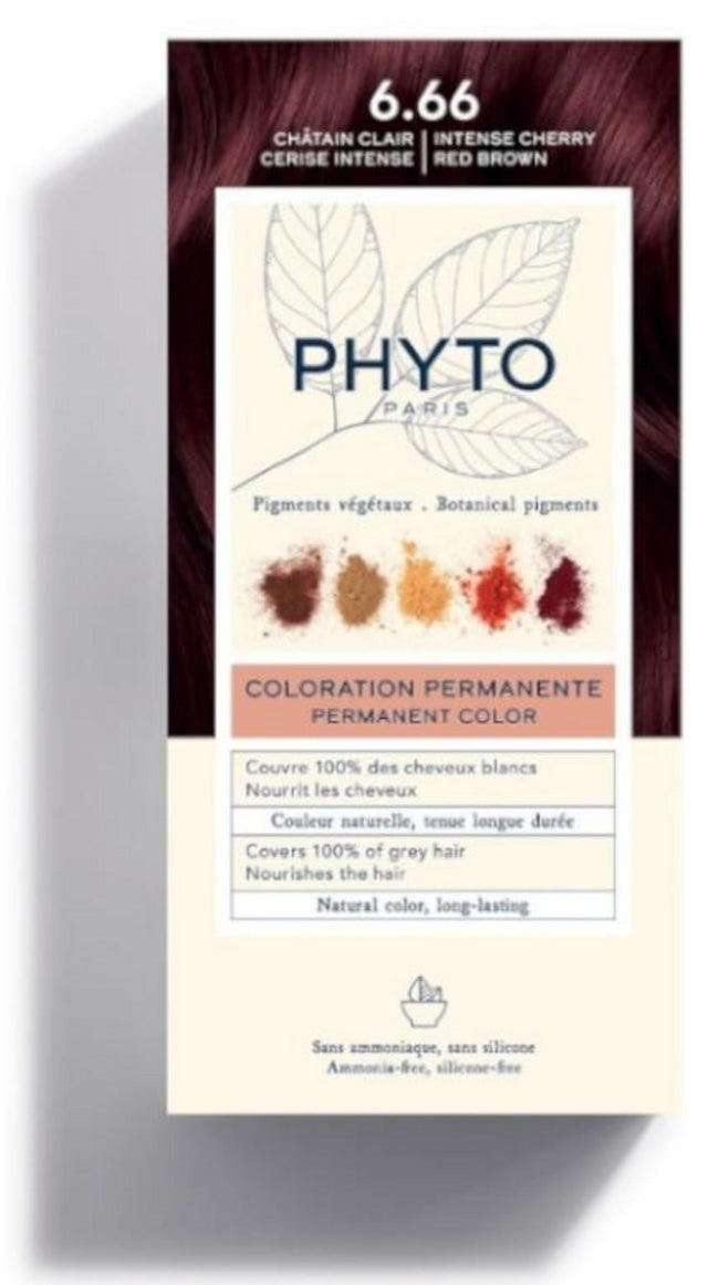 Phyto, Color, Permanent Hair Dye, 6.66 Intense Cherry Red Brown, 50 ml - Feel You