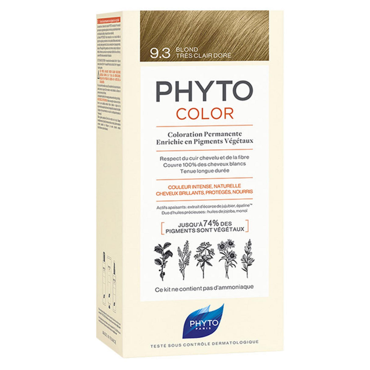 Phyto, Color, Permanent Hair Dye, 9.3 Very Light Golden Blonde, 50 ml - Feel You