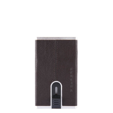 Piquadro, Black Square, Leather Card Holder, Square Sliding System, PP4825B3R-TM, Brown, For Men - Feel You