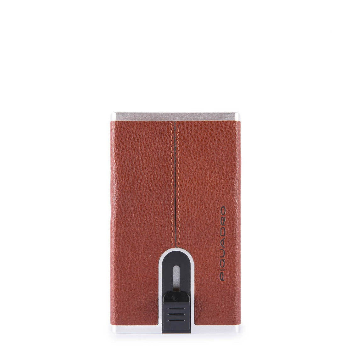 Piquadro, Black Square, Leather Card Holder, Square Sliding System with Money Clip, PP4825B3R-CU, Brown, For Men - Feel You
