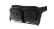 Piquadro, Blue Square, Genuine Leather, Textile Fanny Pack, Toiletry, CA5578B2V, Black, 32x14x7 cm, For Men - Feel You