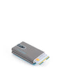 Piquadro, Blue Square, Leather Card Holder, Square Sliding System with Compact for Banknotes, PP4891B2R-GR6, Grey, For Men - Feel You