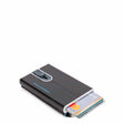 Piquadro, Blue Square, Leather Card Holder, Square Sliding System with Zipped Coin Pocket, PP5359B2R-N, Black, For Men - Feel You
