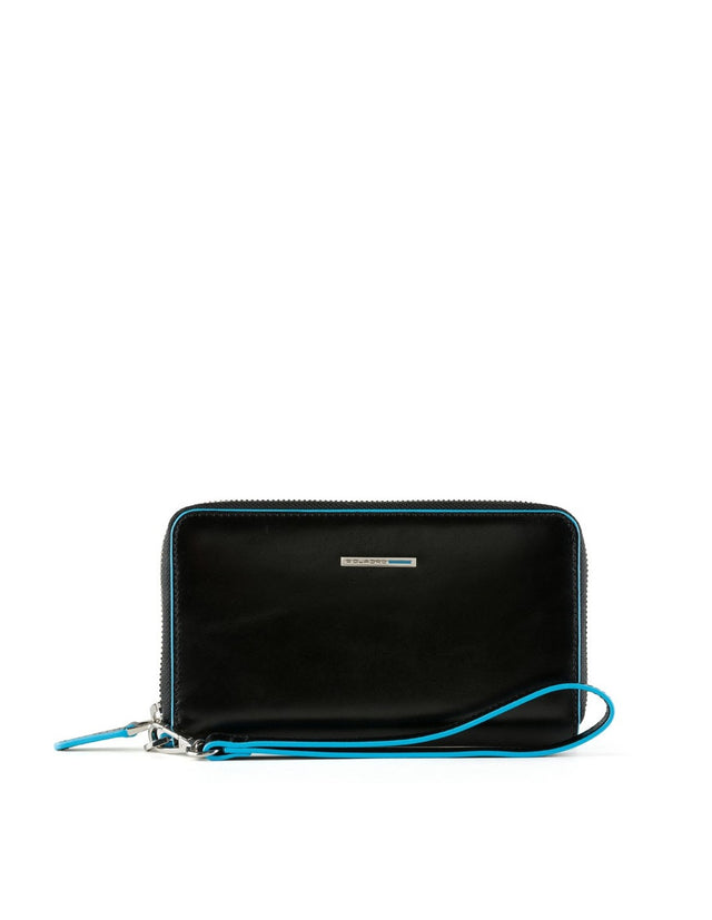 Piquadro, Blue Square, Leather Wallet, Black, For Women - Feel You