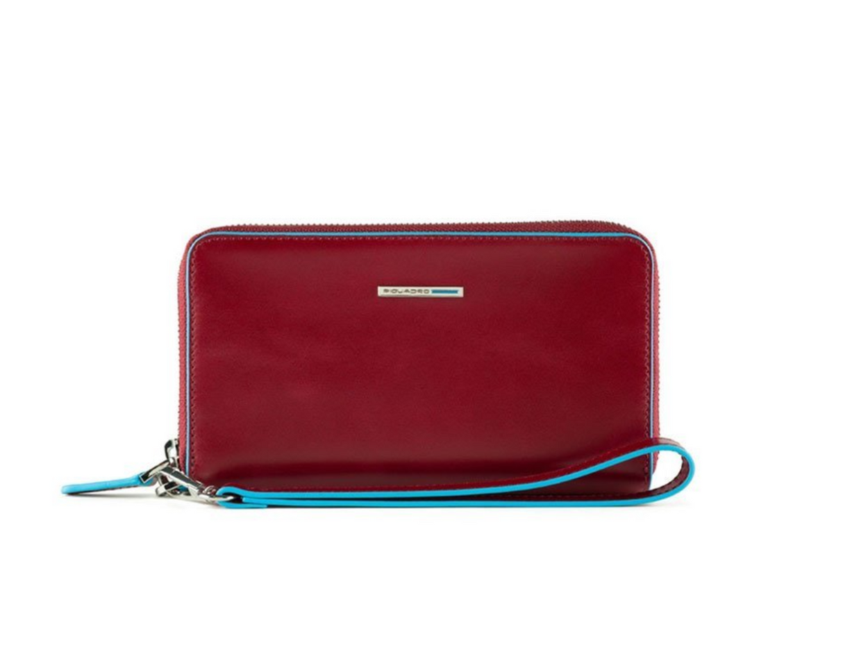 Piquadro, Blue Square, Leather Wallet, Red, For Women - Feel You