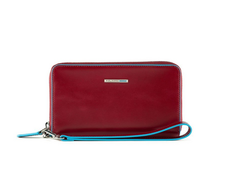 Piquadro, Blue Square, Leather Wallet, Red, For Women - Feel You