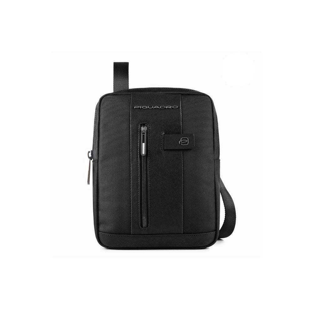 Piquadro, Brief 2, Nylon And Leather, Textile Crossbody Bag, Black, CA1816BR2/N, For Men - Feel You