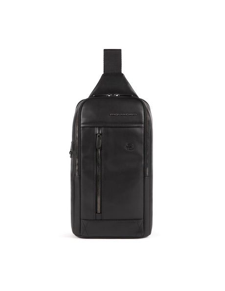 Piquadro, Monospalla, Leather, Leather Backpack, Black, Mono Sling, For Men, 19 x 32 x 8 cm - Feel You