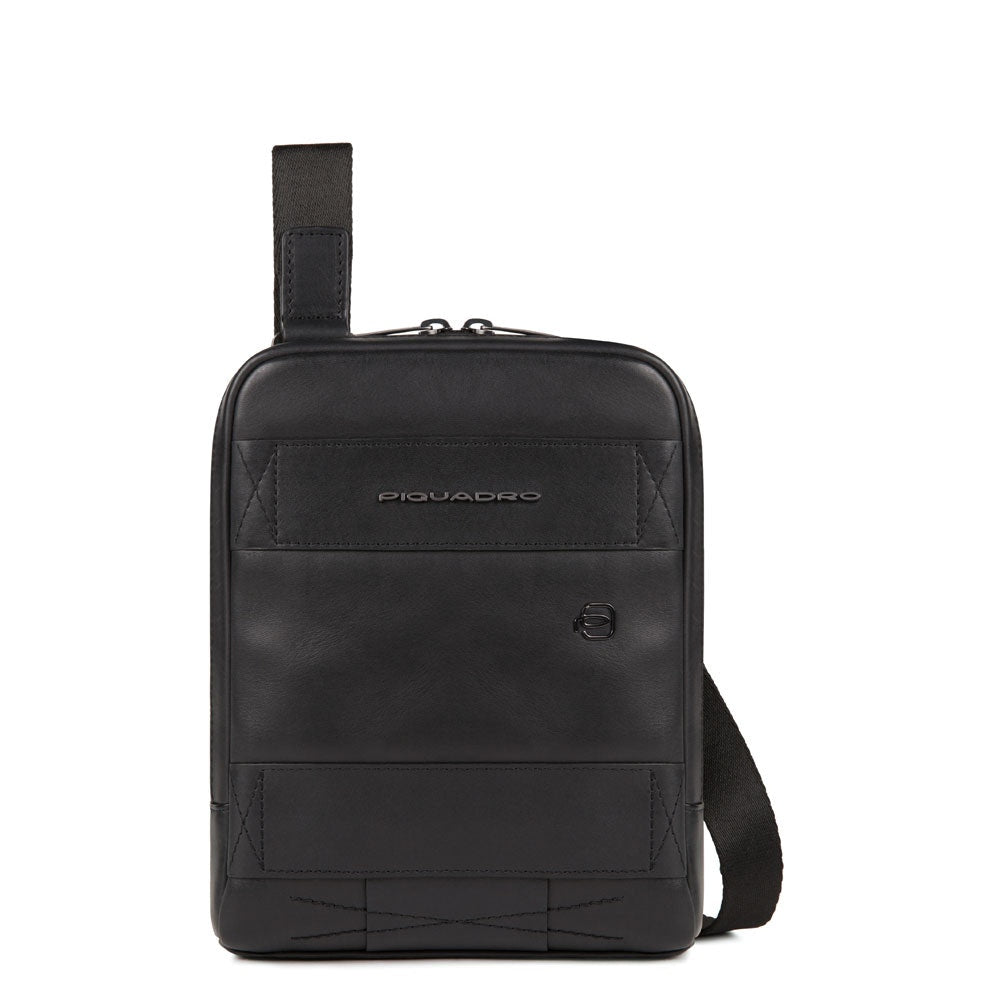 Piquadro, Obidos, Leather Crossbody Bag, Black, 17 x 22 x 5.00 cm, For Men - Feel You