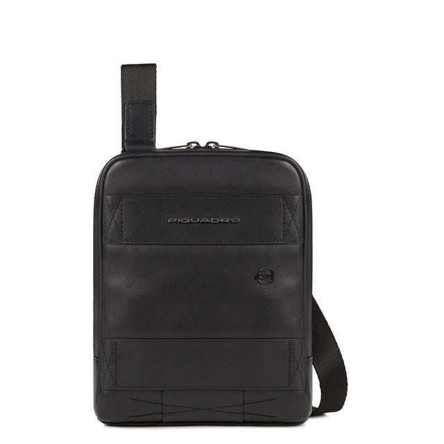 Piquadro, Obidos, Leather Crossbody Bag, Black, 17 x 22 x 5.00 cm, For Men - Feel You
