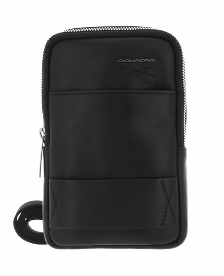 Piquadro, Obidos, Leather Crossbody Bag, Black, For Men - Feel You