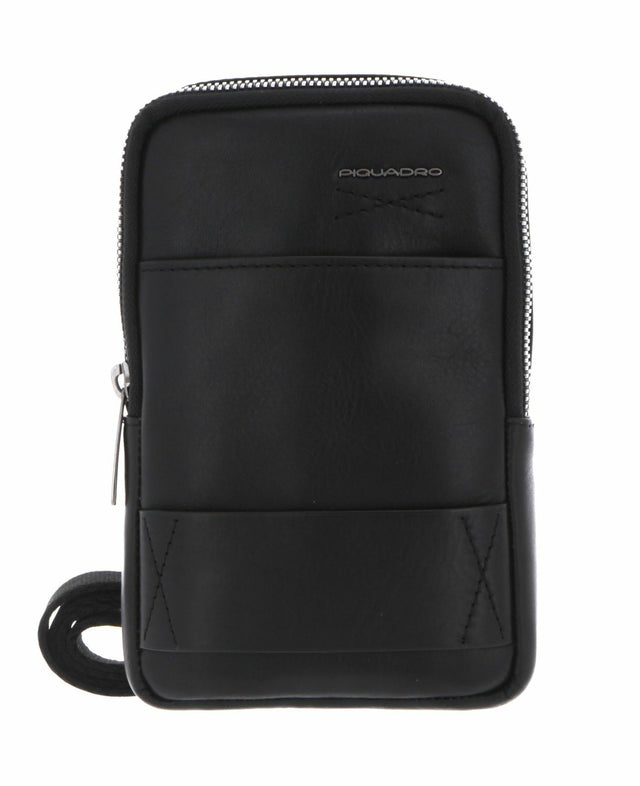 Piquadro, Obidos, Leather Crossbody Bag, Black, For Men - Feel You