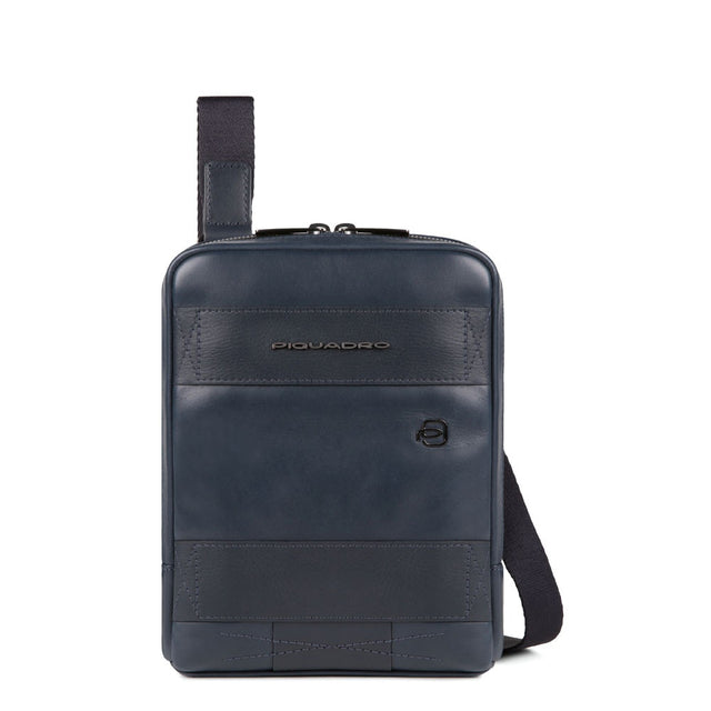 Piquadro, Obidos, Leather Crossbody Bag, Blue, 17 x 22 x 5.00 cm, For Men - Feel You