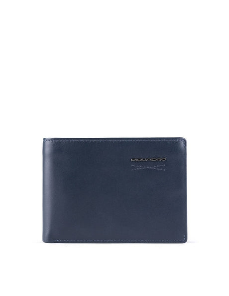 Piquadro, Obidos, Leather Wallet, Coin Holder, Blue, For Men - Feel You