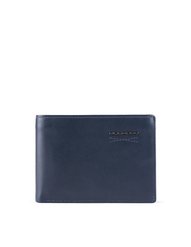 Piquadro, Obidos, Leather Wallet, Coin Holder, Blue, For Men - Feel You