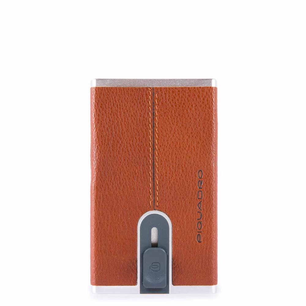 Piquadro, Piquadro, Leather Card Holder, Square Sliding System, Arancio, Unisex - Feel You