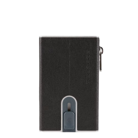 Piquadro, Piquadro, Leather Card Holder, Square Sliding System, PP5585B3R, Black, For Men - Feel You