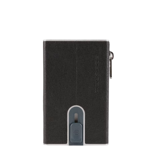 Piquadro, Piquadro, Leather Card Holder, Square Sliding System, PP5585B3R, Black, For Men - Feel You
