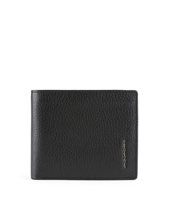 Piquadro, Piquadro, Leather Wallet, With Zipped Coin Pocket, Black, For Men - Feel You