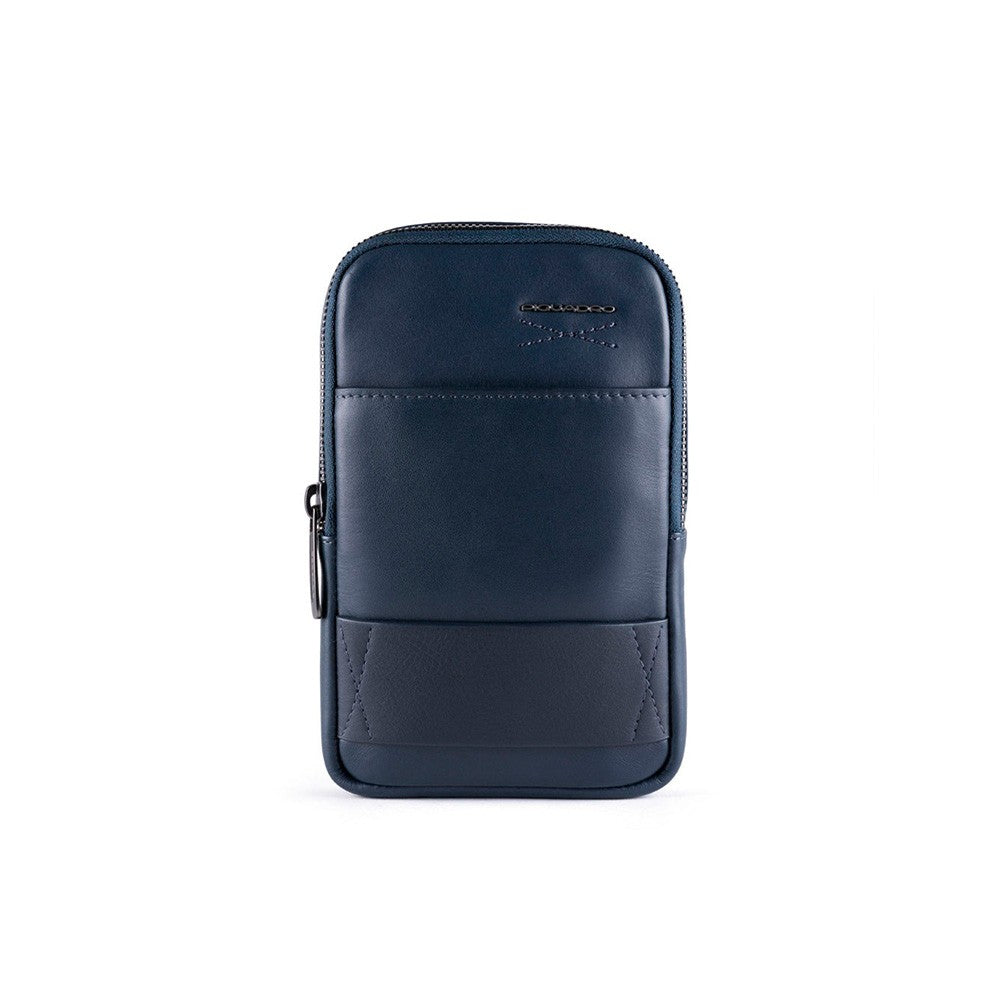 Piquadro, Piquadro, Phone Organizer, Leather Crossbody Bag, Blue, 18 x 12 x 2.50 cm, For Men - Feel You