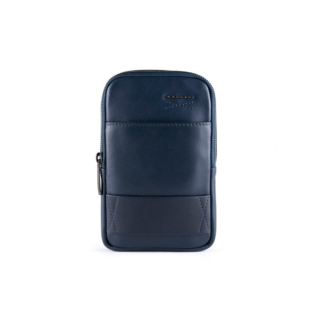 Piquadro, Piquadro, Phone Organizer, Leather Crossbody Bag, Blue, 18 x 12 x 2.50 cm, For Men - Feel You