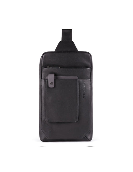 Piquadro, Tallin, Leather Bag, Mono Sling, Black, For Men, 20 x 33 x 5 cm - Feel You