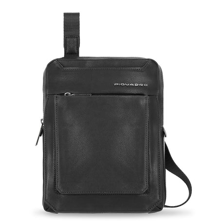 Piquadro, Tallin, iPad Sleeve, Leather Crossbody Bag, Black, CA1816W108, 21.5 x 27 x 7 cm, For Men - Feel You