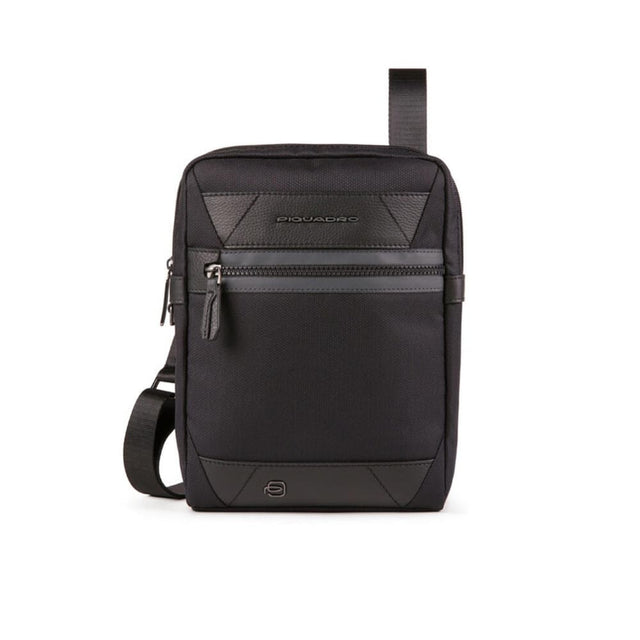 Piquadro, Trakai, Leather & Fabric, Small, Textile Crossbody Bag, Black, 27 x 21 x 5 cm, For Men - Feel You