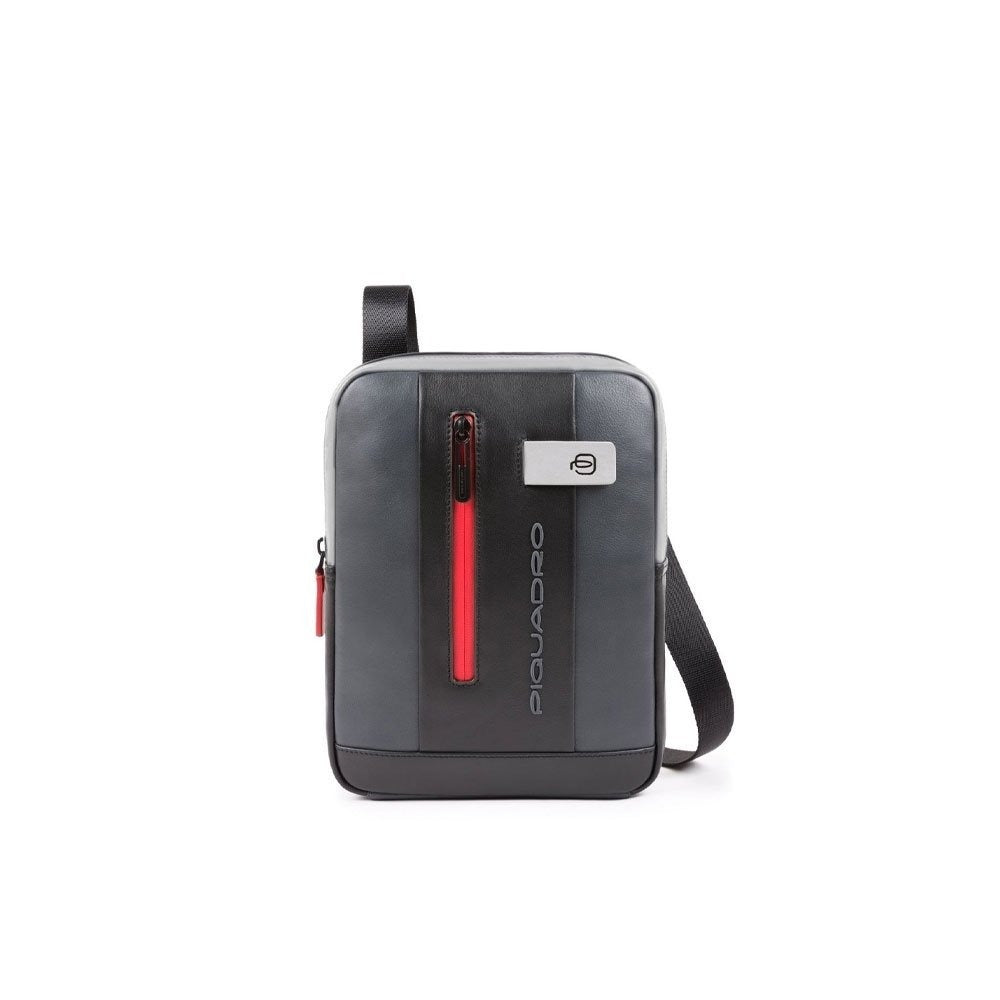 Piquadro, Urban, iPad Sleeve, Leather Crossbody Bag, Black/Grey, CA1816UB00, 21 x 27 x 6 cm, For Men - Feel You
