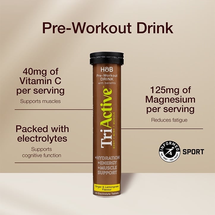 Pre-Workout Electrolyte Effervescent Ginger & Lemongrass 20 Tablets - Feel You