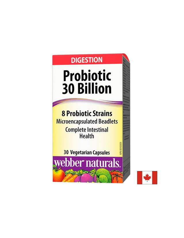 Probiotic 30 billion / 8 Probiotic Strains / Пробиотик, 30 млрд. активни пробиотици, 8 пробиотични щама, 30 капсули Webber Naturals - Feel You