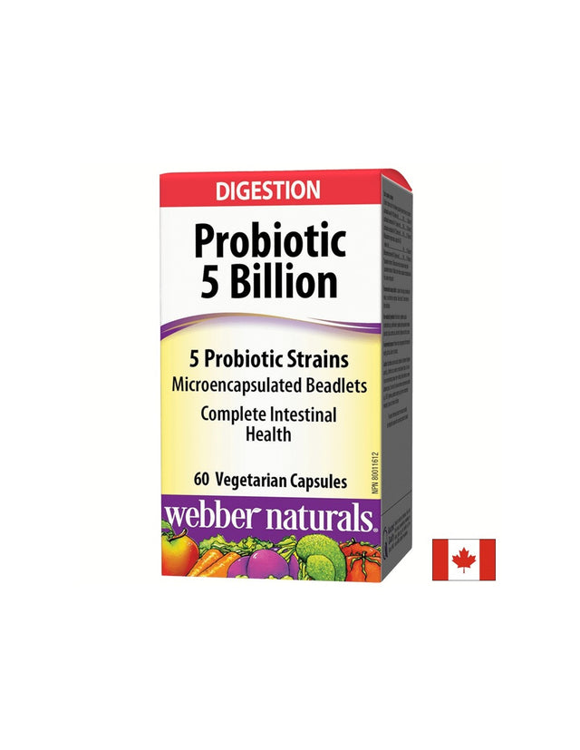 Probiotic/ Пробиотик 5 щама, 5 млрд. активни пробиотици х 60 капсули Webber Naturals - Feel You