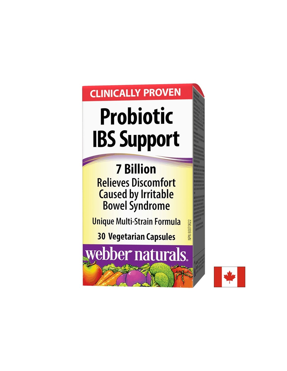 Probiotic IBS Support/ Пробиотик IBS 4 щама, 7 млрд. активни пробиотици х 30 капсули Webber Naturals - Feel You