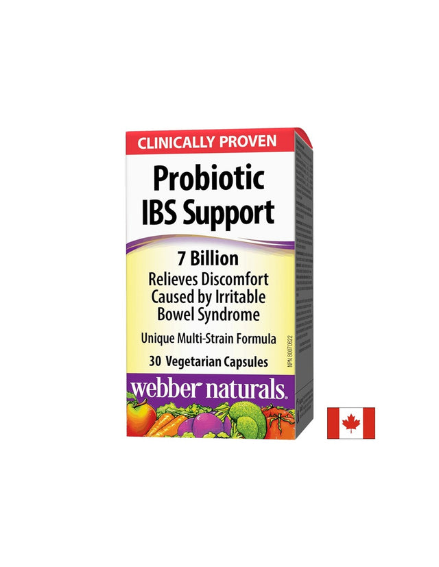 Probiotic IBS Support/ Пробиотик IBS 4 щама, 7 млрд. активни пробиотици х 30 капсули Webber Naturals - Feel You