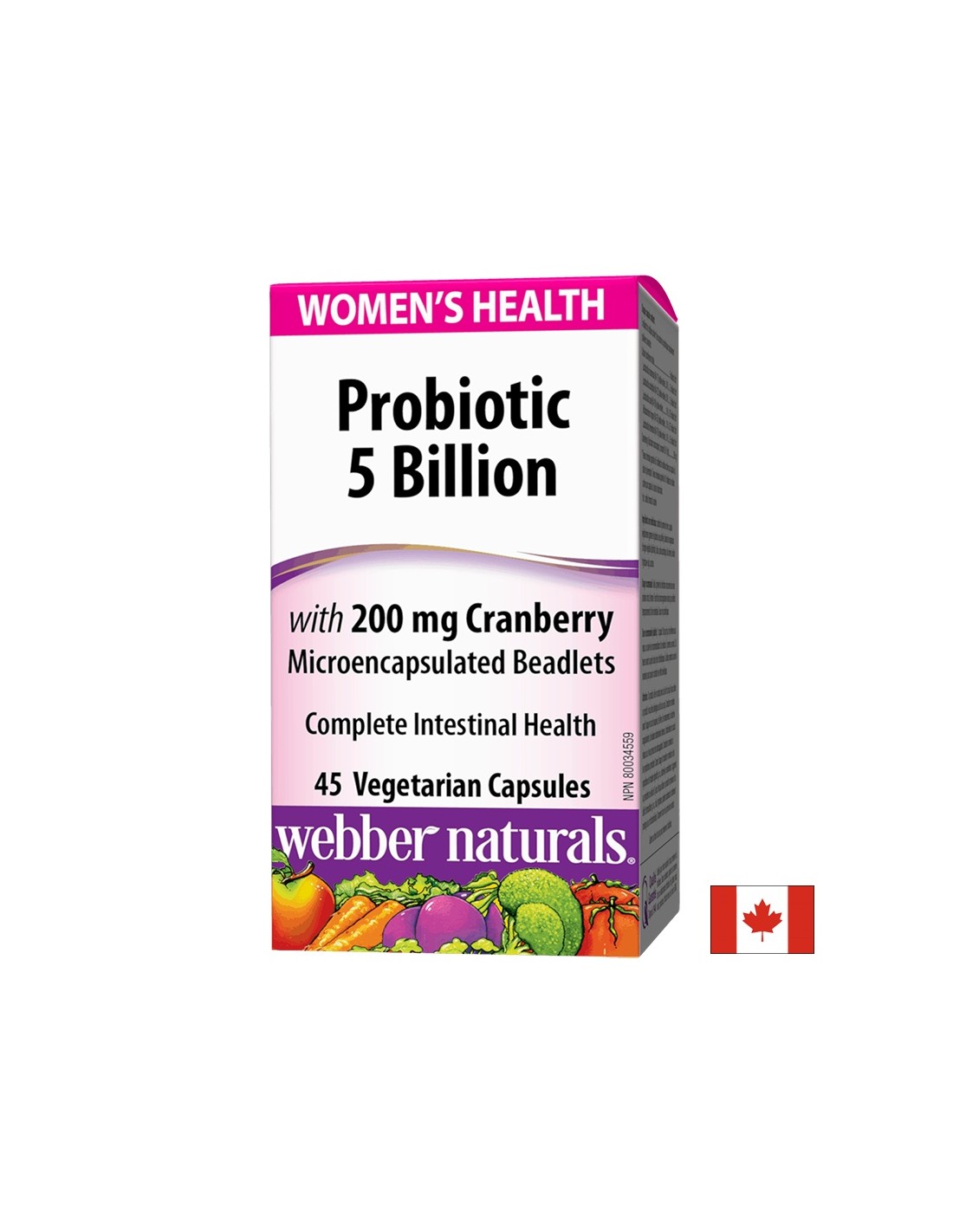 Probiotic Women`s Health/ Пробиотик за жени 5 щама, 5 млрд. активни пробиотици + Червена боровинка х 45 капсули Webber Naturals - Feel You
