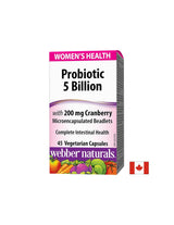 Probiotic Women`s Health/ Пробиотик за жени 5 щама, 5 млрд. активни пробиотици + Червена боровинка х 45 капсули Webber Naturals - Feel You