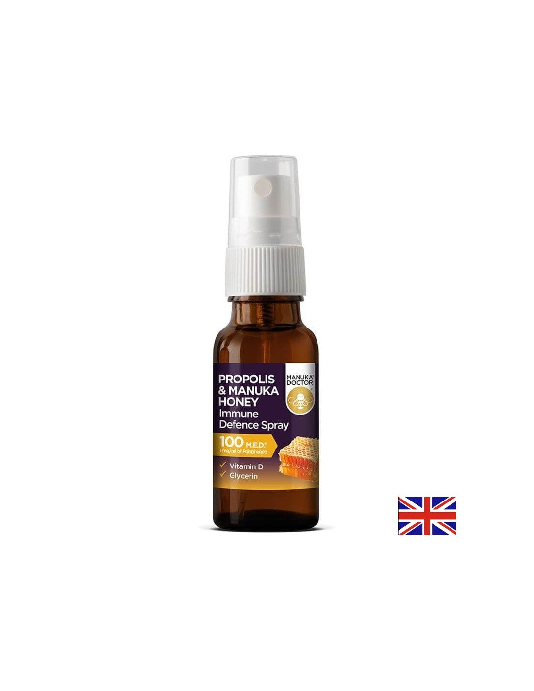 Propolis & Manuka Honey Immune Defence Spray 100 M.Е.D.® / Спрей за уста с мед от манука, прополис и витамин D, 20 ml - Feel You