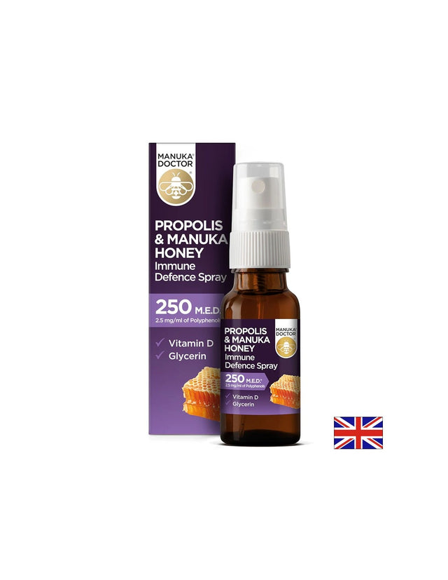 Propolis & Manuka Honey Immune Defence Spray 250 M.E.D/ Спрей за гърло с прополис (250 M.E.D), мед от манука и витамин D3, 20 ml - Feel You